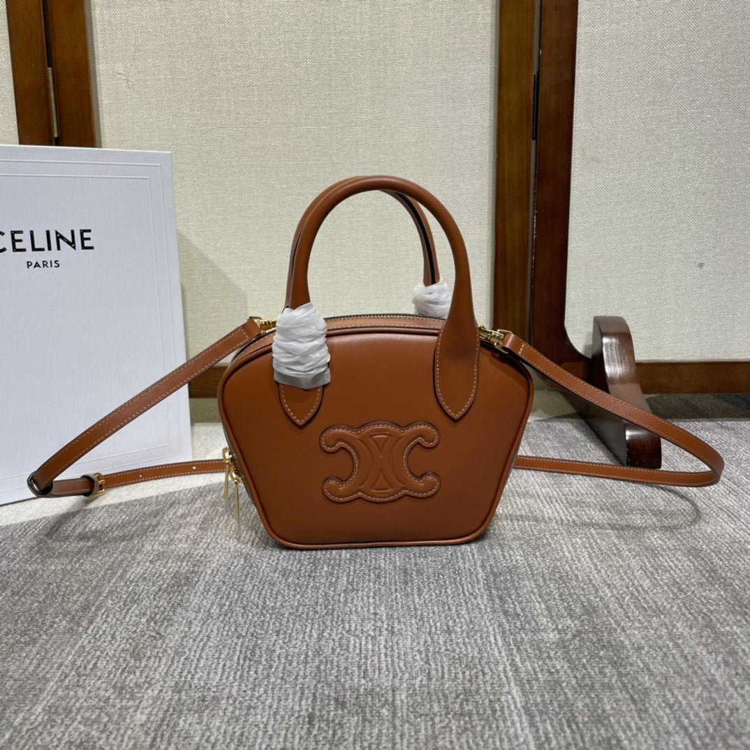 Celine Triomphe Bronze Calfskin Top Handle