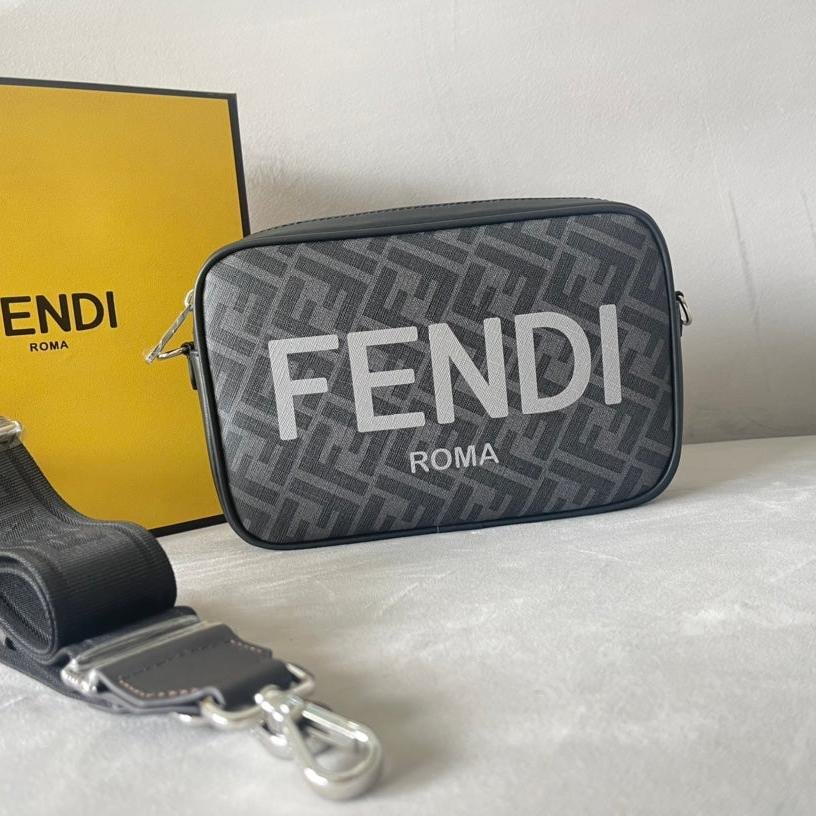 Fendi Roma 22 Clutch Dark Grey Calfskin Silver