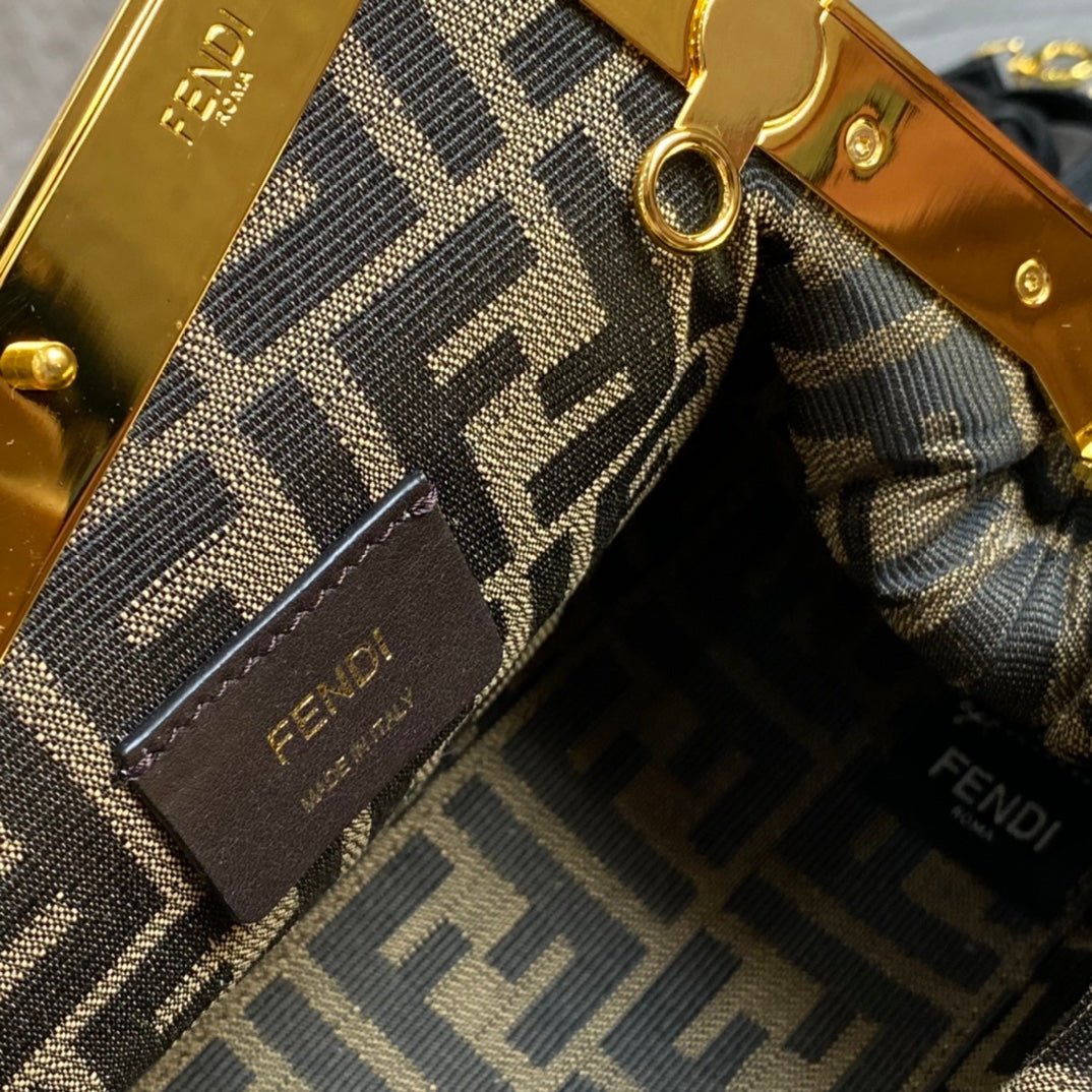 Fendi First Mini 26 Black Wool Gold Hardware - Image 8