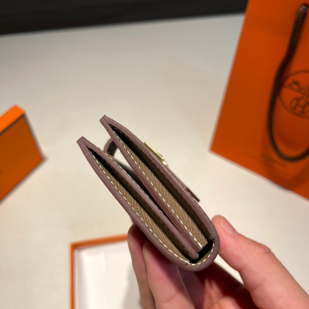HERMES MINI BEARN WALLET 10.5 ETOUPE EPSOM GOLD HARDWARE - Image 4