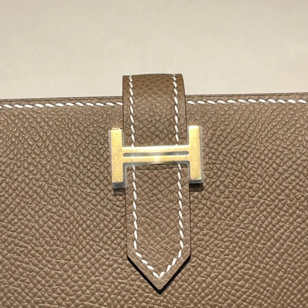 HERMES MINI BEARN WALLET 10.5 ETOUPE EPSOM GOLD HARDWARE - Image 5