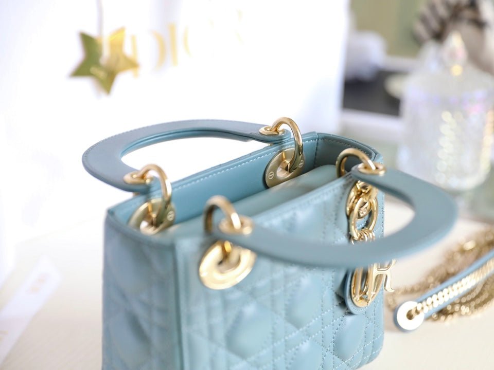Dior Lady 17 Sky Blue Lambskin Cannage Handbag - Image 9