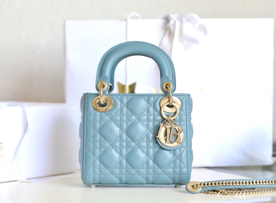 Alternative view of Dior Lady 17 Sky Blue Lambskin Cannage Handbag
