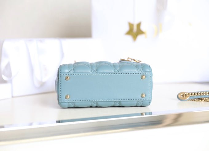 Dior Lady 17 Sky Blue Lambskin Cannage Handbag - Image 5