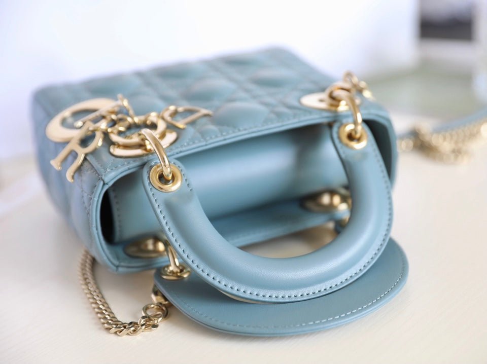 Dior Lady 17 Sky Blue Lambskin Cannage Handbag - Image 6