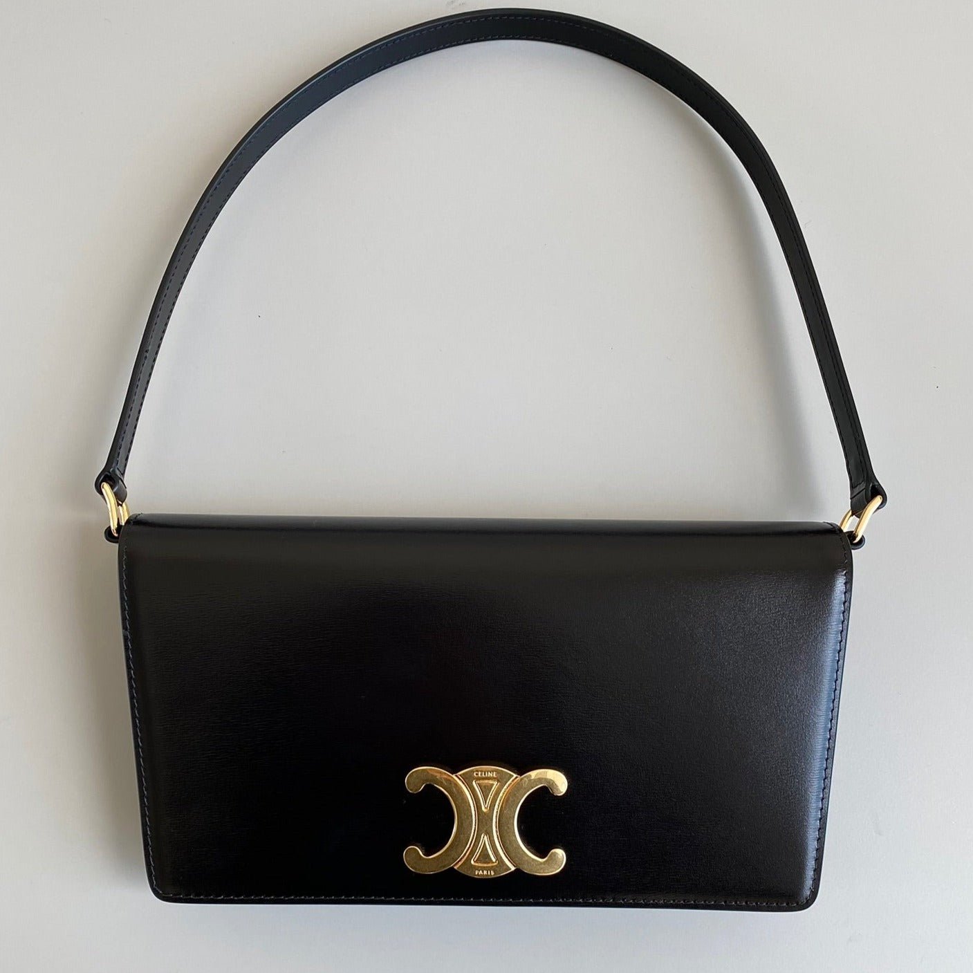 Celine Triomphe Black Calfskin Shoulder Bag