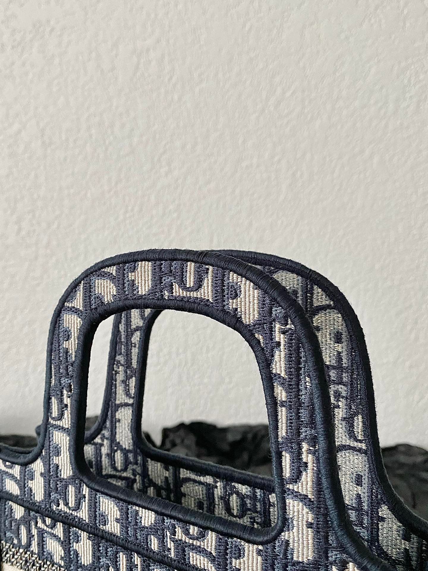 Dior Mini Book Tote 23 Blue Beige Embroidery Canvas - Image 3