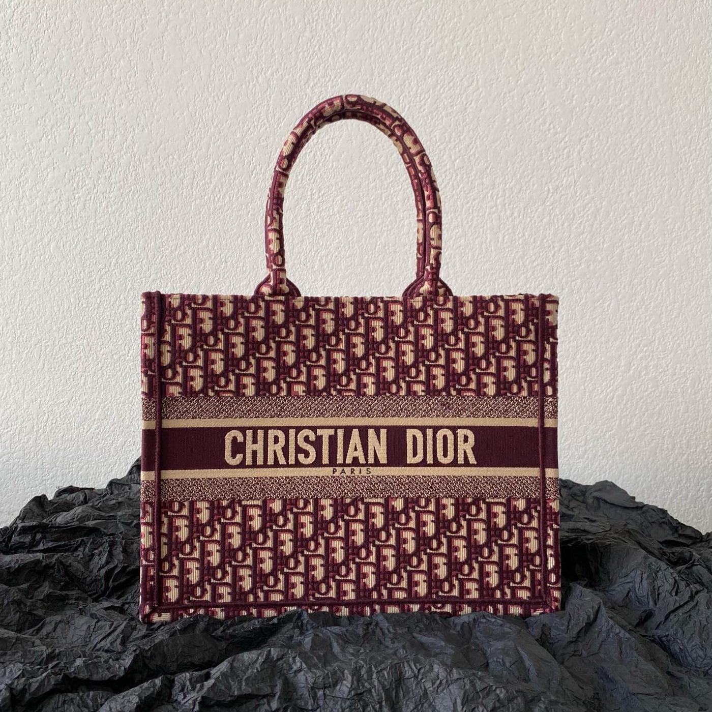 Dior Medium Book Tote Burgundy Oblique Bag