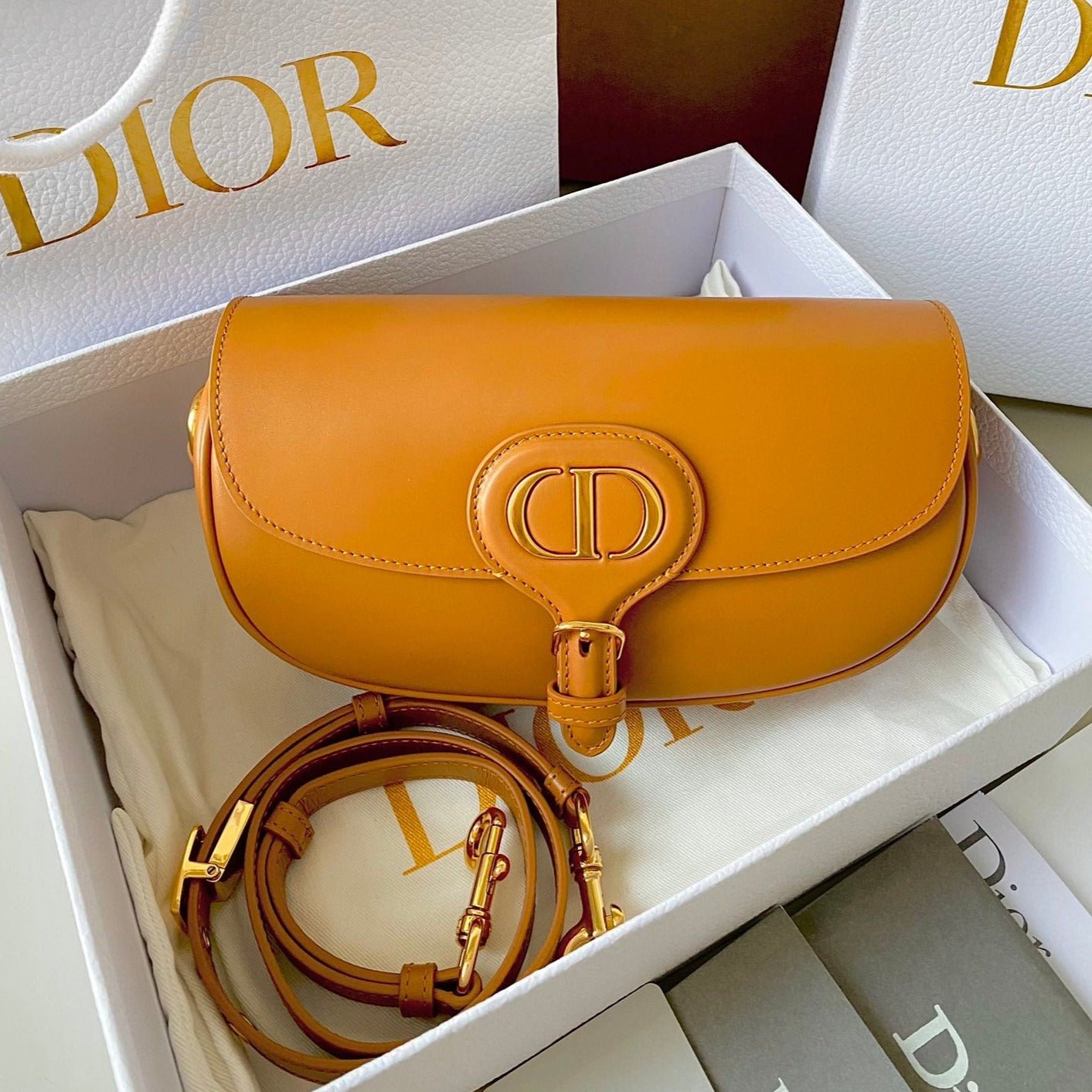 Dior East West Bobby 22cm Brown Calfskin Bag
