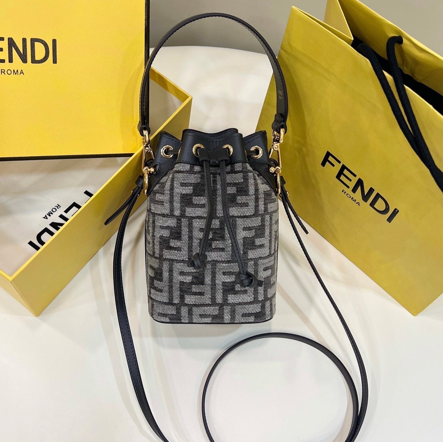Fendi Mon Tresor Mini 18 FF Fabric Bucket