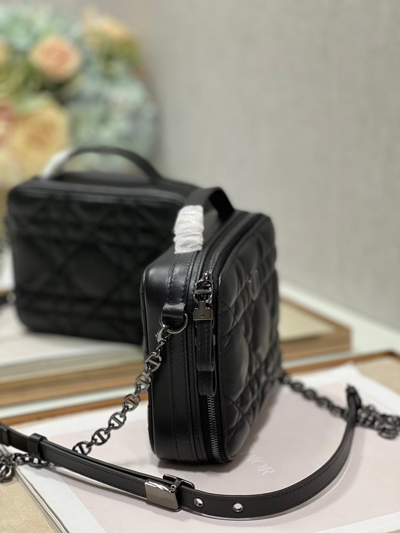 Dior Caro Box All Black Hardware Calfskin Bag - Image 4