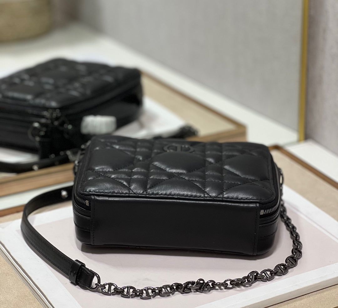 Dior Caro Box All Black Hardware Calfskin Bag - Image 3