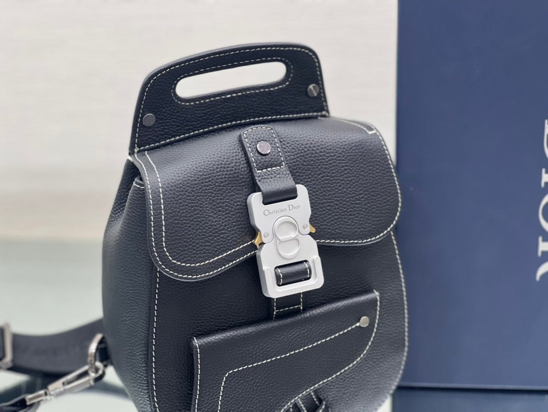Dior Gallop Sling 27 Solid Black Calfskin Sling Bag - Image 2