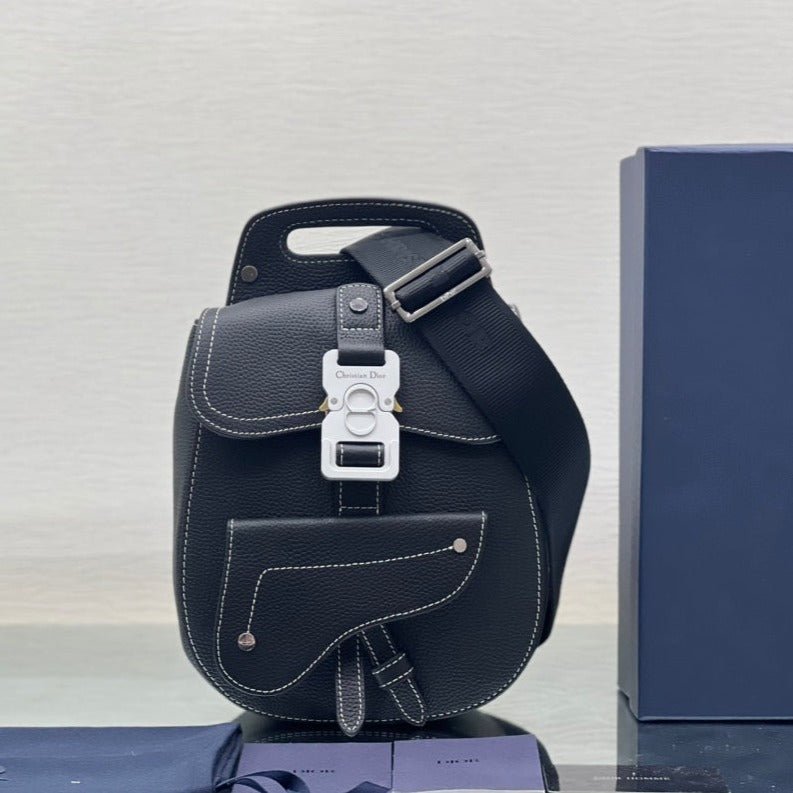 Dior Gallop Sling 27 Solid Black Calfskin Sling Bag