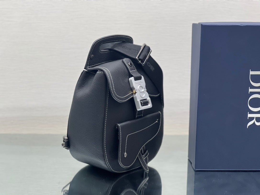 Dior Gallop Sling 27 Solid Black Calfskin Sling Bag - Image 3