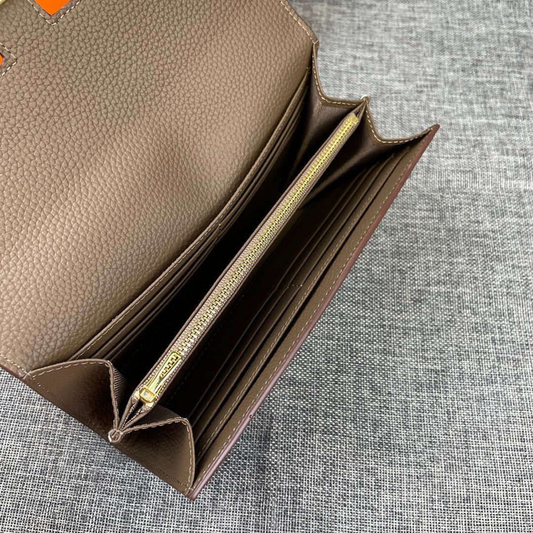 HERMES CLUTCH CONSTANCE 22 ASH BROWN CALFSKIN GOLD HARDWARE - Image 4