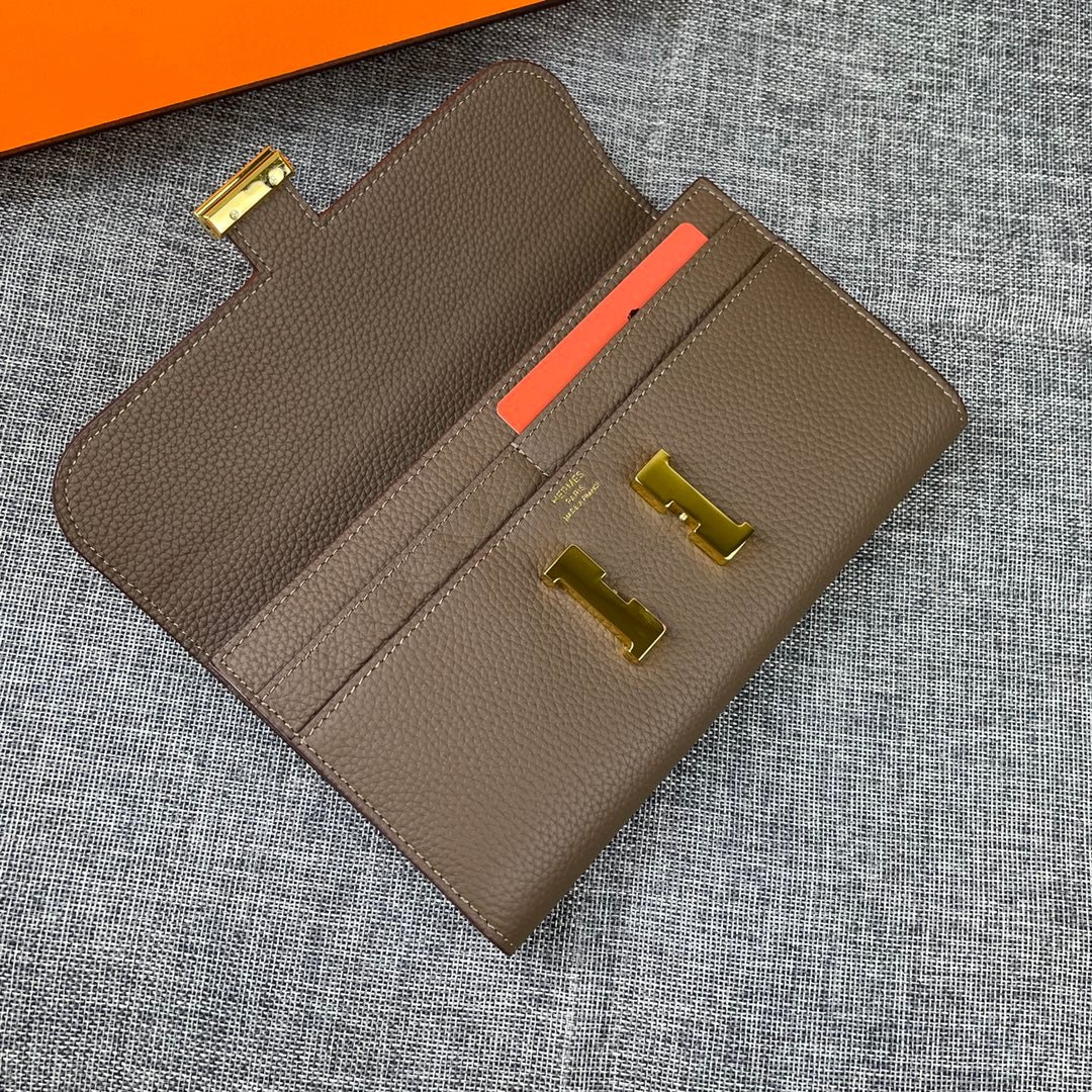 HERMES CLUTCH CONSTANCE 22 ASH BROWN CALFSKIN GOLD HARDWARE - Image 3