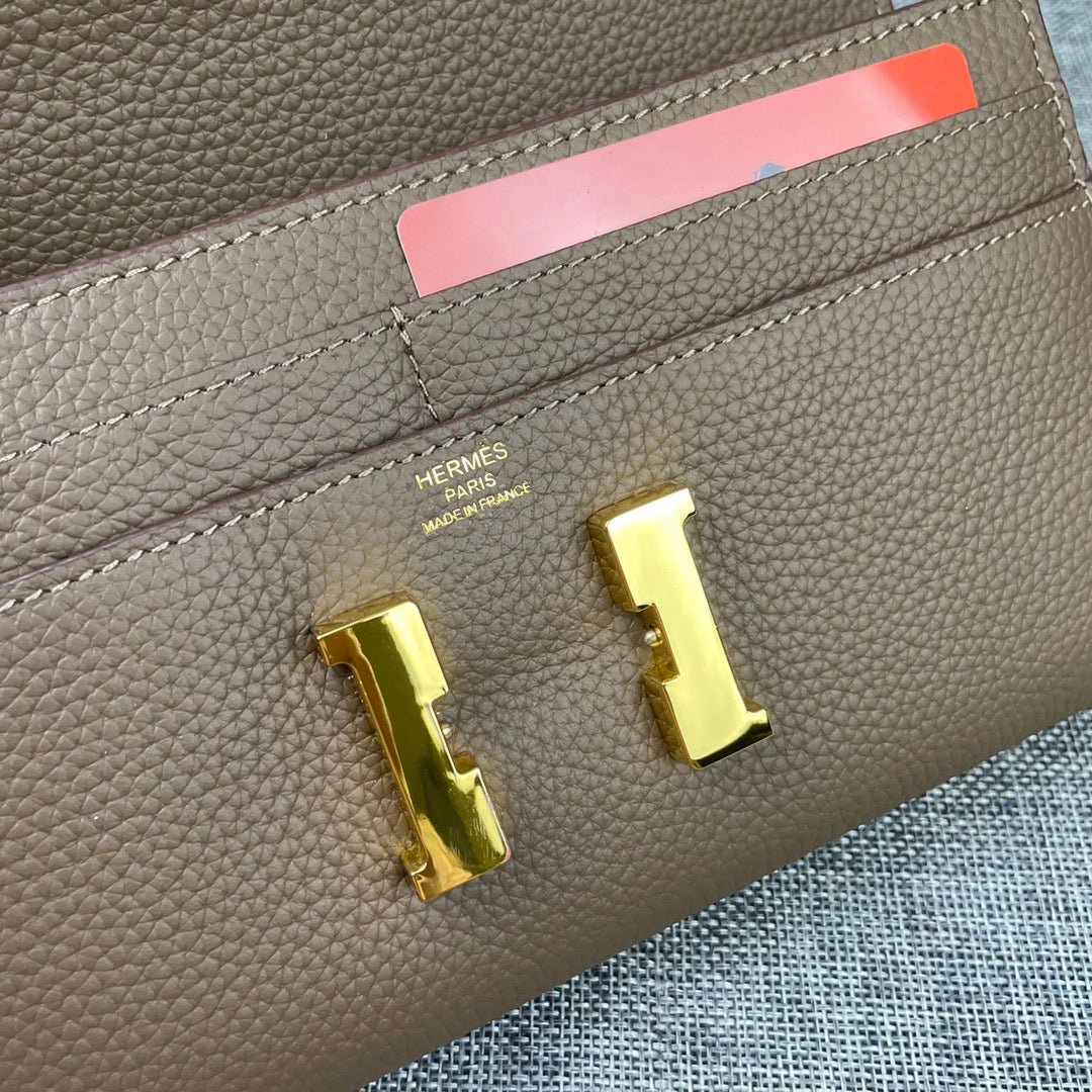 HERMES CLUTCH CONSTANCE 22 ASH BROWN CALFSKIN GOLD HARDWARE - Image 5