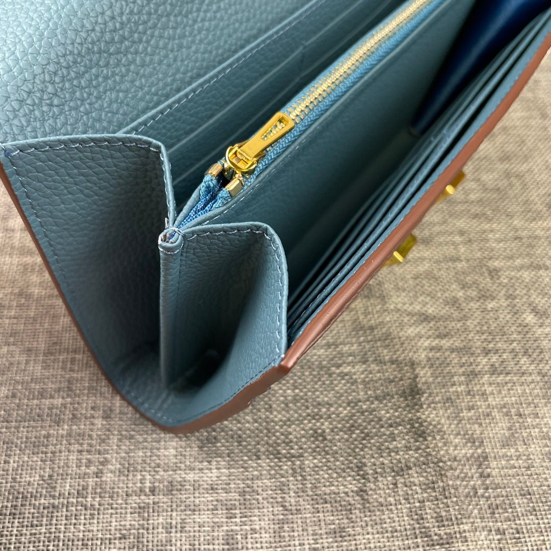 HERMES CLUTCH CONSTANCE 22 CERULEAN CALFSKIN GOLD HARDWARE - Image 9