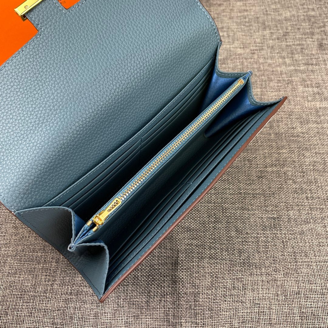 HERMES CLUTCH CONSTANCE 22 CERULEAN CALFSKIN GOLD HARDWARE - Image 3