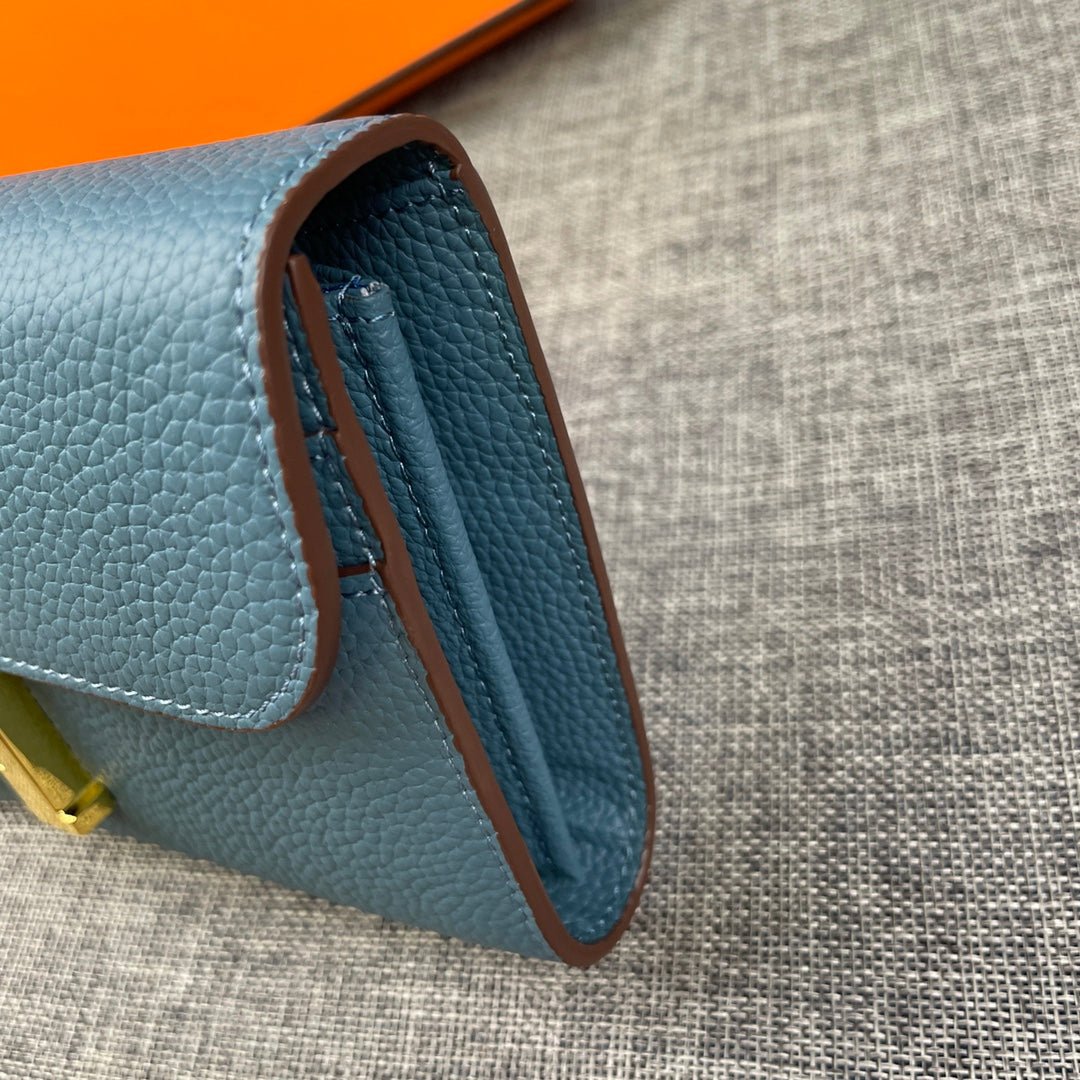 HERMES CLUTCH CONSTANCE 22 CERULEAN CALFSKIN GOLD HARDWARE - Image 8