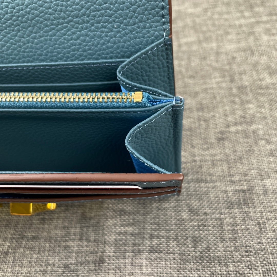 HERMES CLUTCH CONSTANCE 22 CERULEAN CALFSKIN GOLD HARDWARE - Image 7