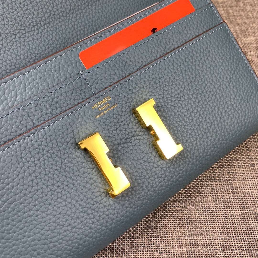 HERMES CLUTCH CONSTANCE 22 CERULEAN CALFSKIN GOLD HARDWARE - Image 6