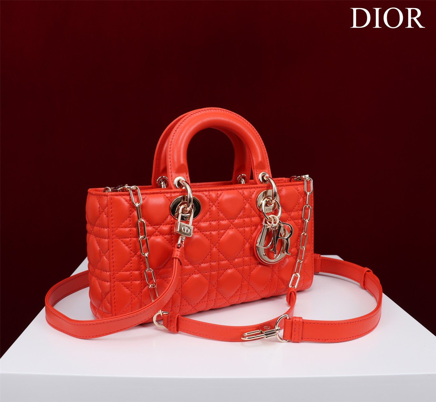 Alternative view of Dior Lady D-Joy 26 Red Lambskin Handbag