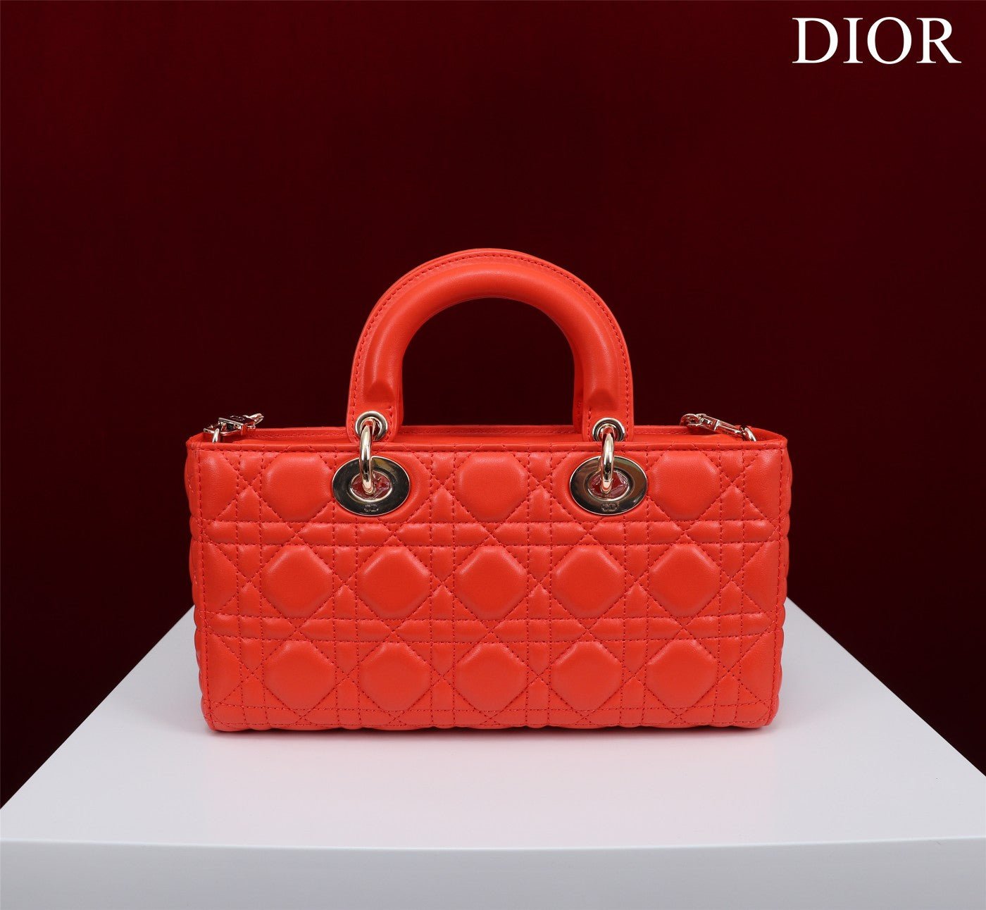 Dior Lady D-Joy 26 Red Lambskin Handbag - Image 3