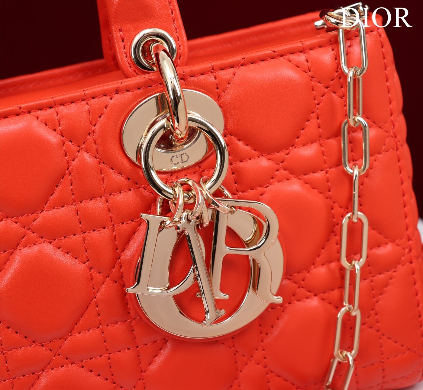 Dior Lady D-Joy 26 Red Lambskin Handbag - Image 7