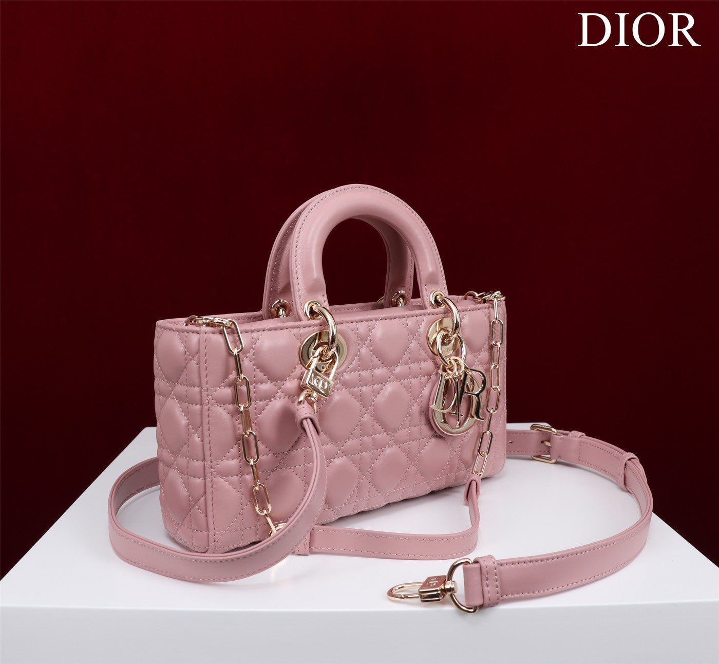 Alternative view of Dior Lady D-Joy 26 Antique Pink Lambskin Crossbody
