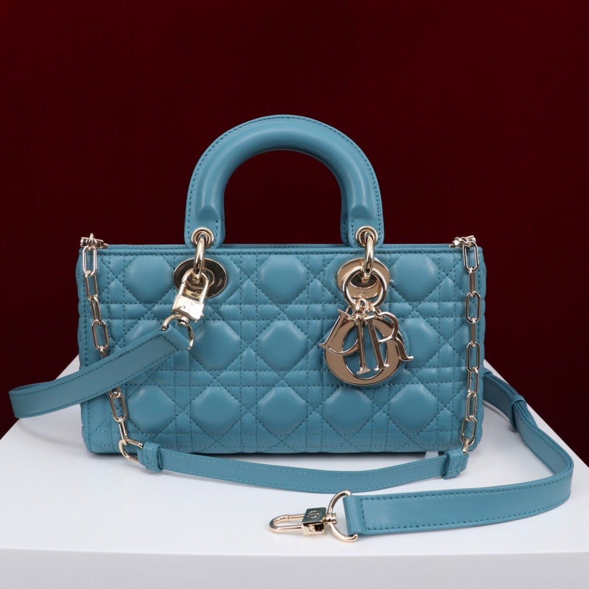 Dior Medium Lady D-Joy Cerulean Lambskin Bag
