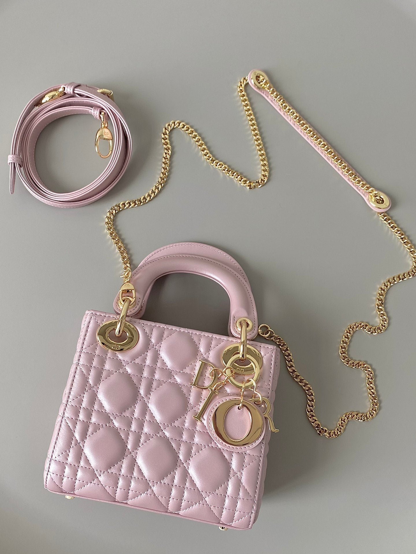 Dior Mini Lady Pink ABC Quilted Bag - Image 9