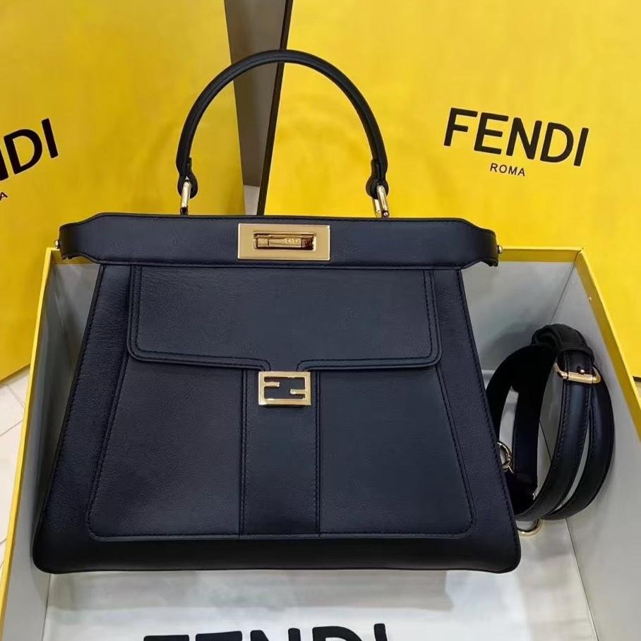 Fendi Peekaboo 33 Black Calfskin Gold Hardware