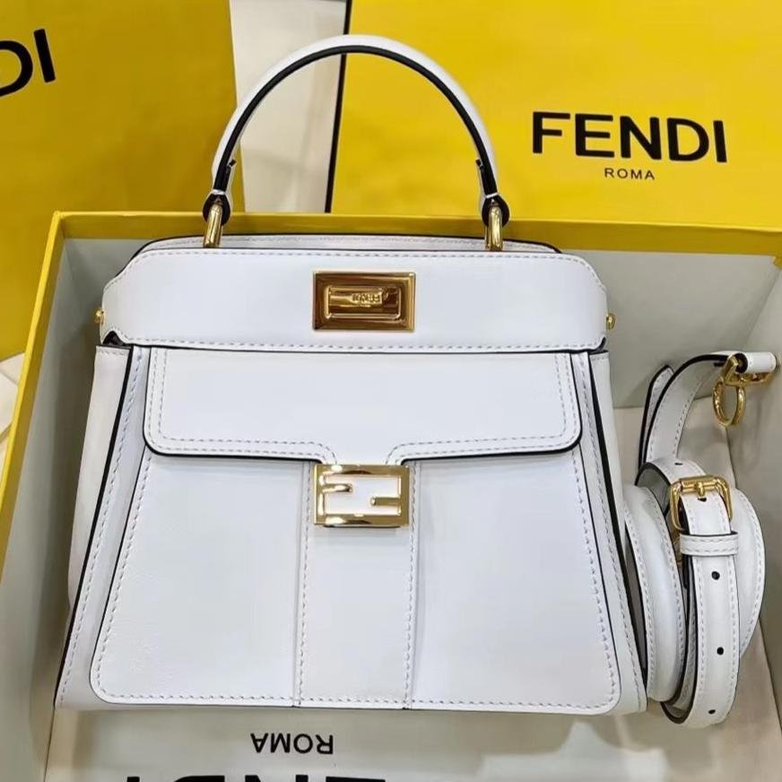 Fendi Peekaboo Mini 23 White Calfskin