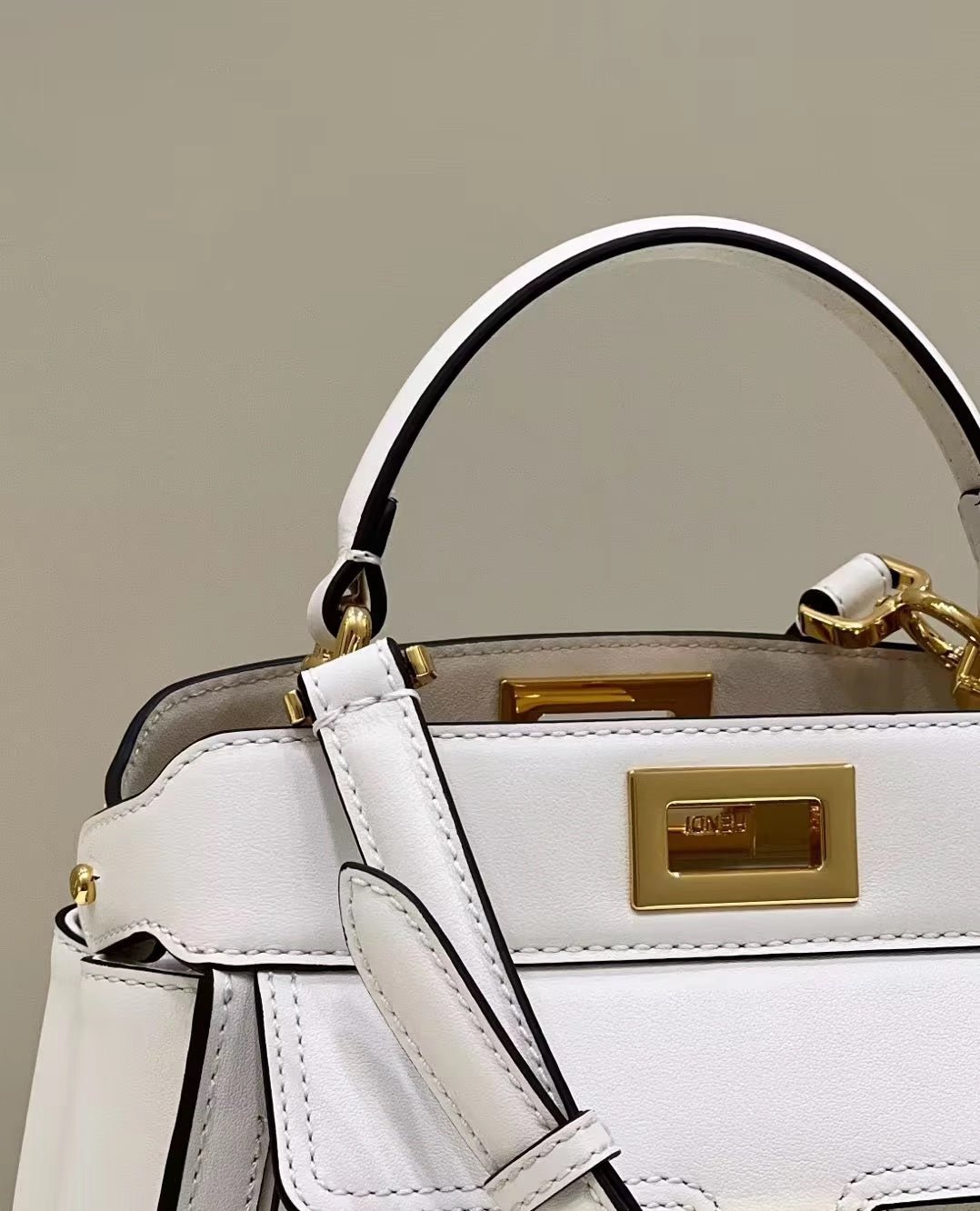 Fendi Peekaboo Mini 23 White Calfskin - Image 4