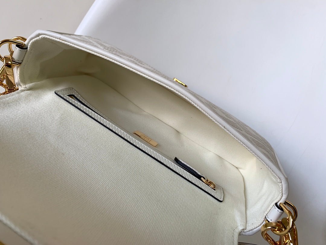 Alternative view of Fendi Baguette 27 White Embroidery Canvas Bag