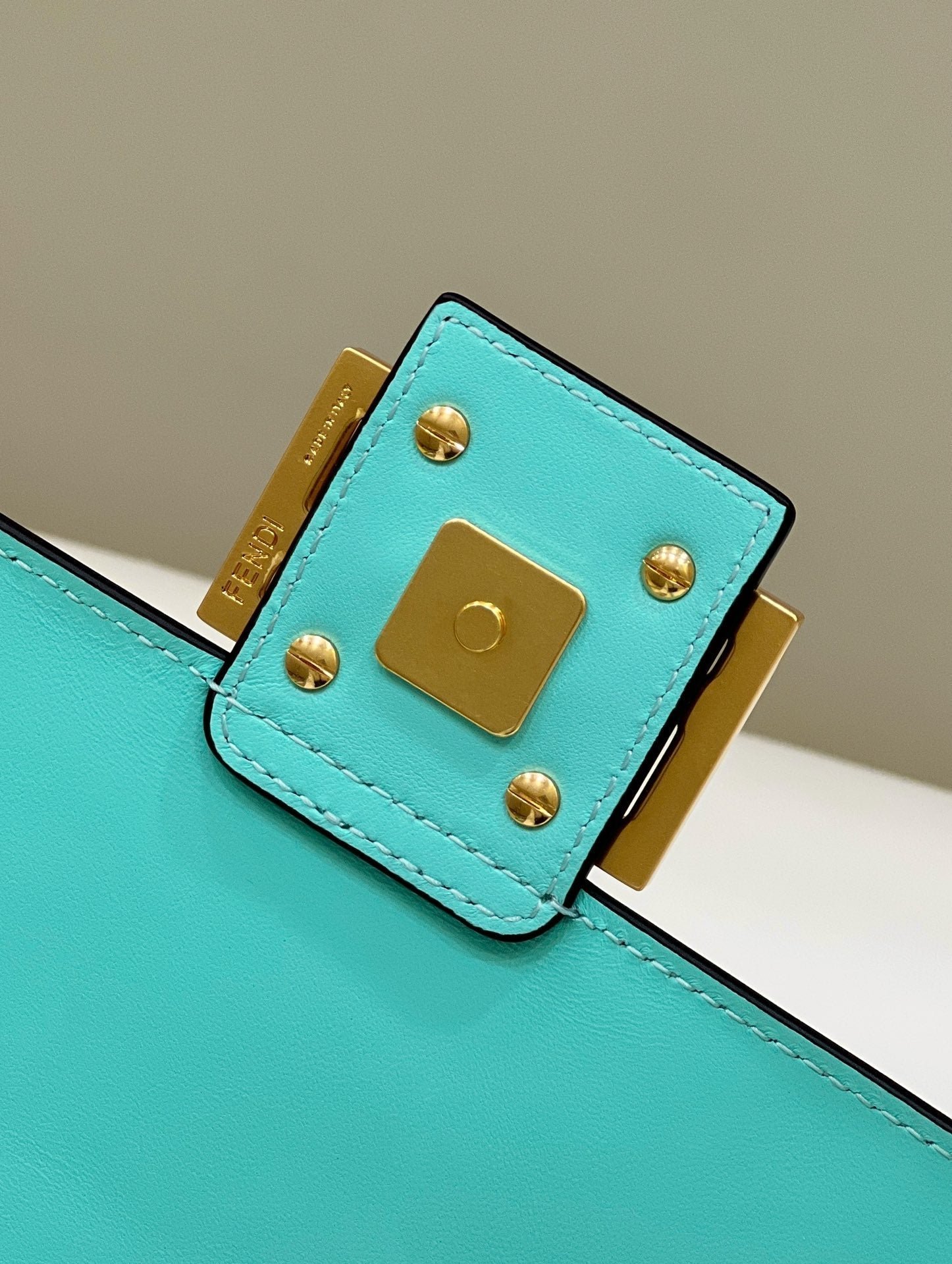 Fendi Baguette 27 Turquoise Soft Lambskin Gold - Image 8