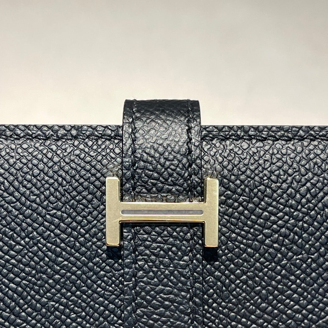 HERMES BEARN WALLET 17.5 BLACK EPSOM GOLD HARDWARE - Image 6