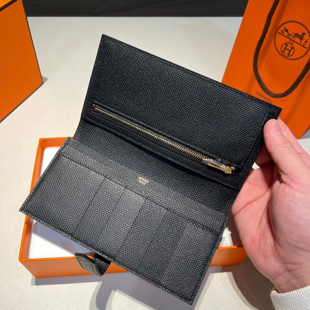 Alternative view of HERMES BEARN WALLET 17.5 BLACK EPSOM GOLD HARDWARE
