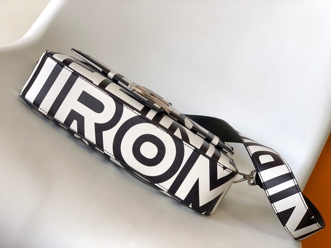 Fendi Roma 27 Black White Calfskin Bag - Image 3