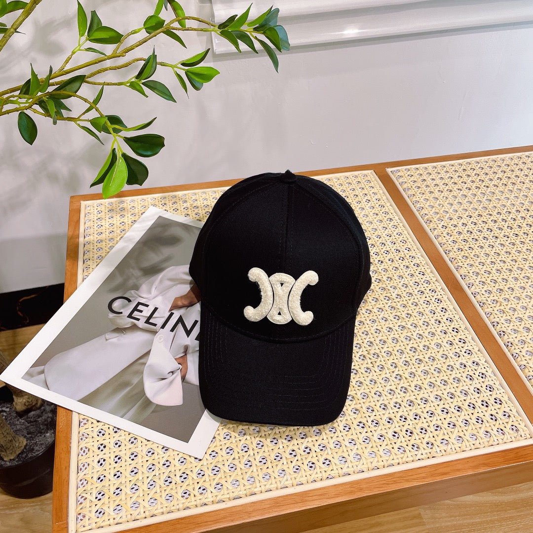 Celine Triomphe Black Woven Fabric Cap - Image 5