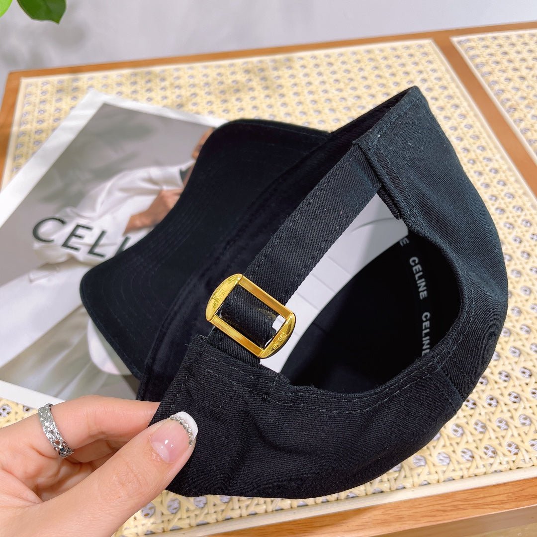 Celine Triomphe Black Woven Fabric Cap - Image 7
