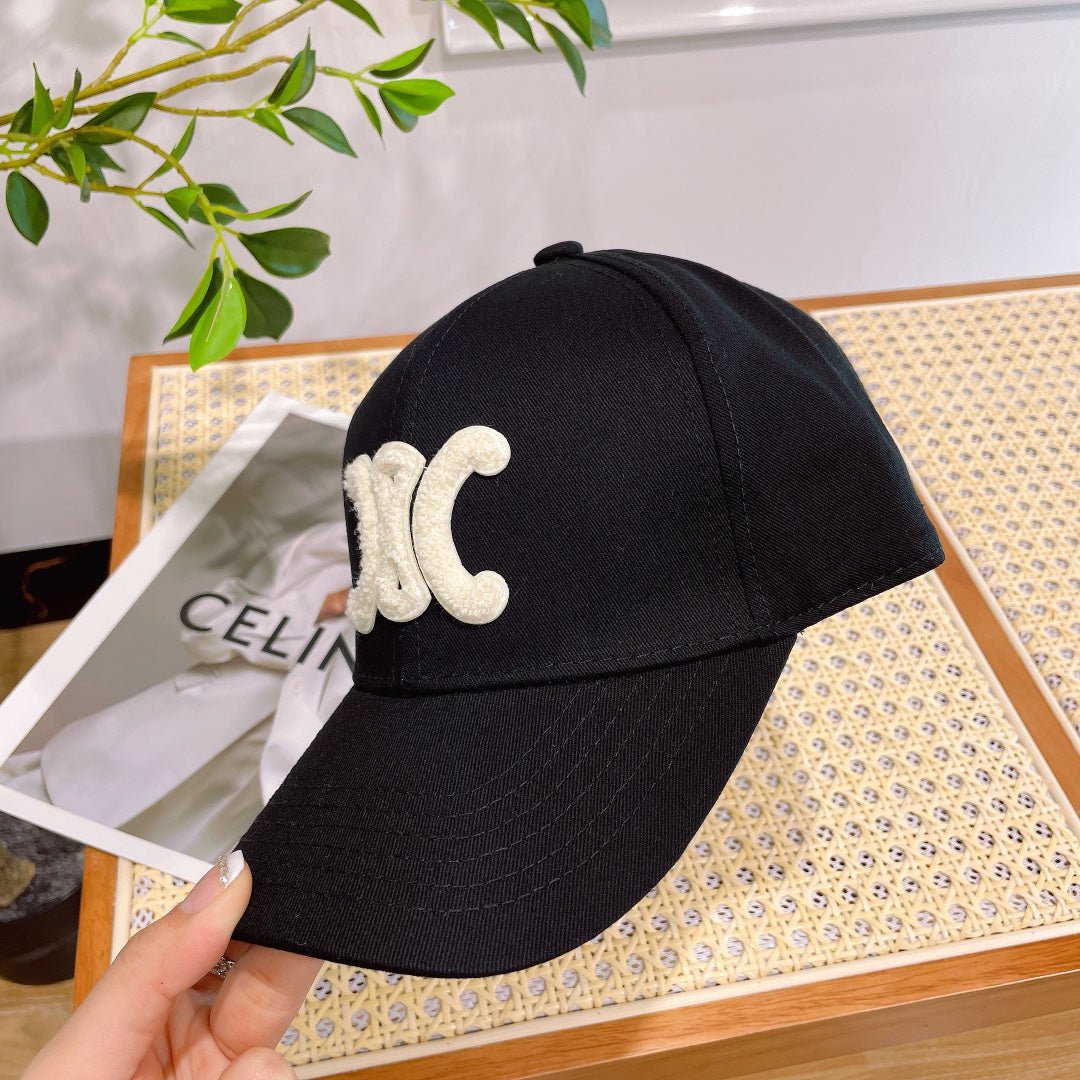 Celine Triomphe Black Woven Fabric Cap - Image 3