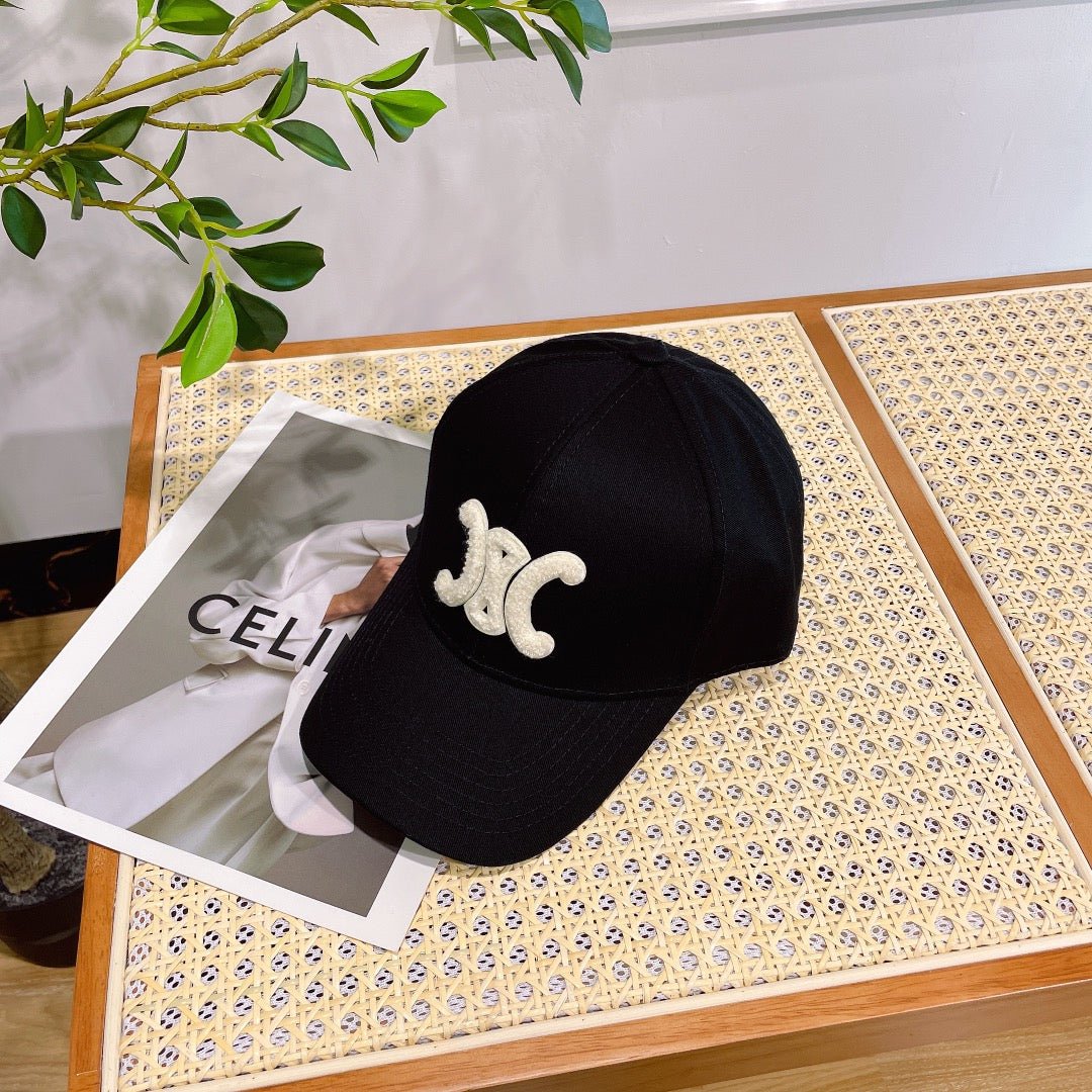 Celine Triomphe Black Woven Fabric Cap