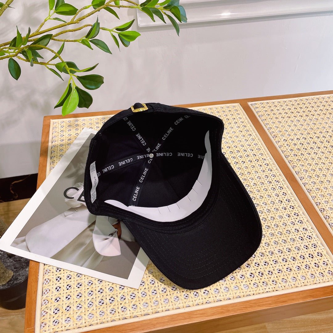 Celine Triomphe Black Woven Fabric Cap - Image 6