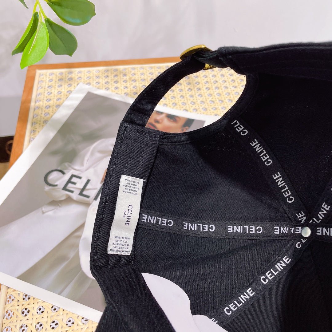 Celine Triomphe Black Woven Fabric Cap - Image 8