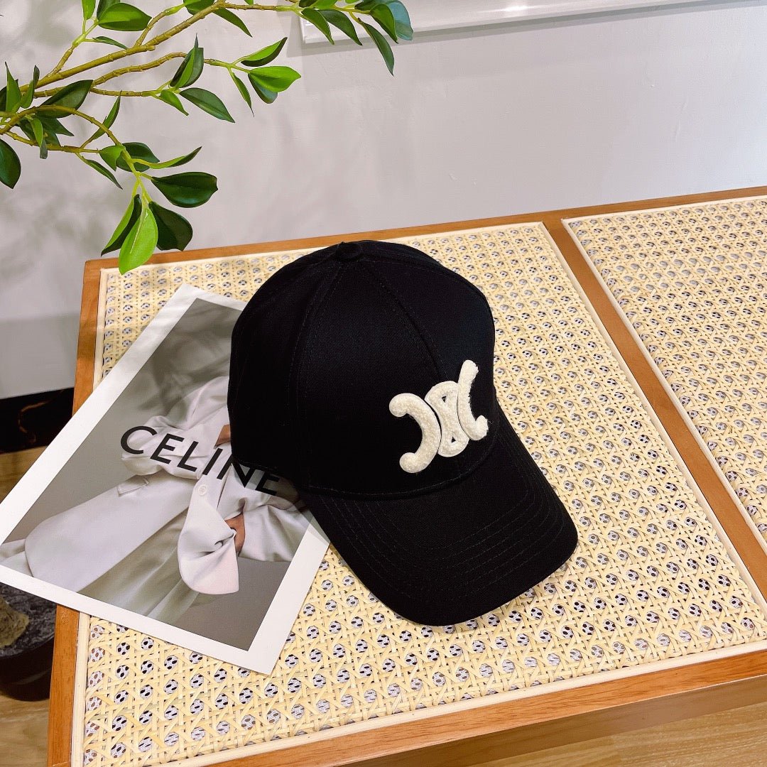 Celine Triomphe Black Woven Fabric Cap - Image 4