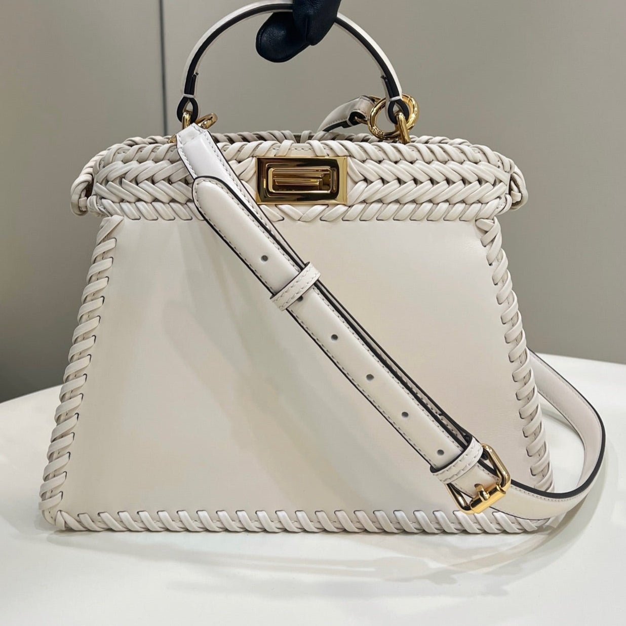 Fendi Peekaboo Iseeu White Calfskin Woven