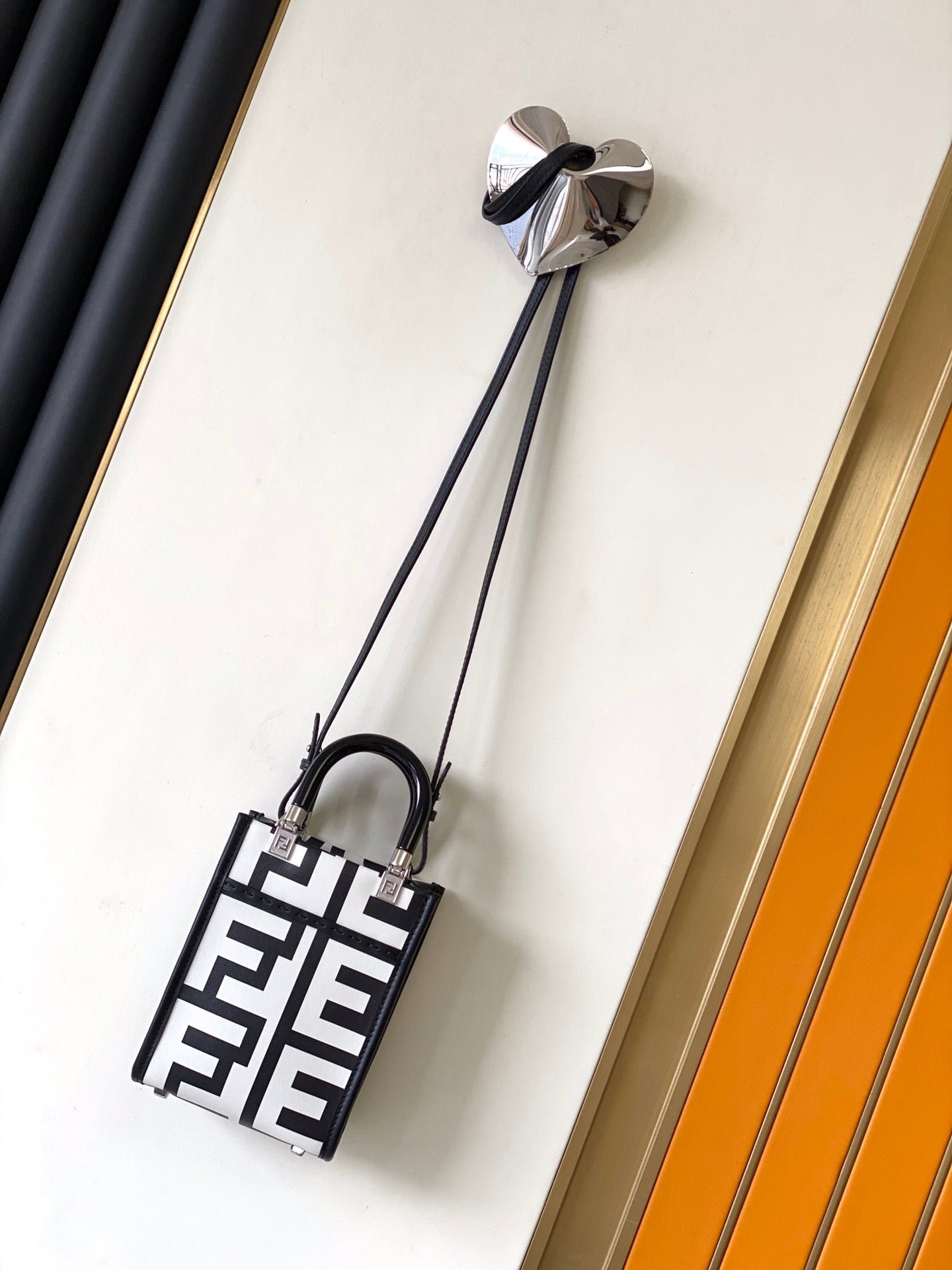 Alternative view of Fendi Mini Sunshine Shopper 18 White Mix Black Calfskin